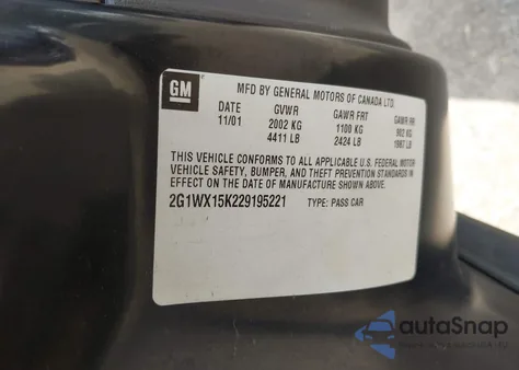 2002 Chevrolet Monte Carlo Ss from USA, damaged, VIN 2G1WX15K229195221